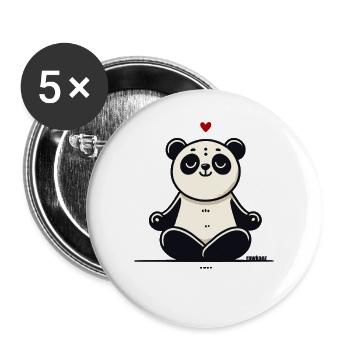Zen Yoga Panda d’Amour - Lot de 5 grands badges (56 mm) - blanc - Devant