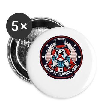 Keep It Hardcore Clown Design - Buttons groß 56 mm (5er Pack) - Weiß - Vorne