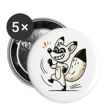 Frecher Fuchs im Cartoon Stil - Buttons groß 56 mm (5er Pack) - Weiß - Vorne