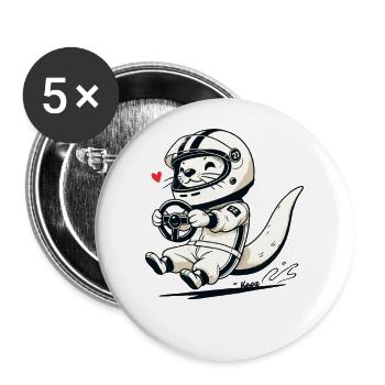 Une loutre en tant que pilote de voiture de course - Lot de 5 grands badges (56 mm) - blanc - Devant