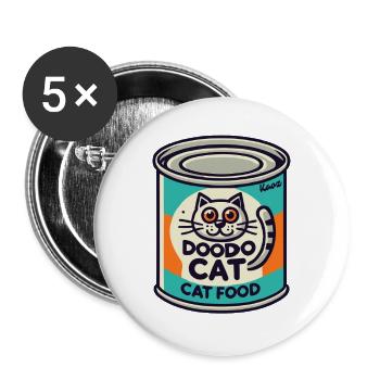 Boîte de nourriture rétro pour chat « Doodo Cat » - Lot de 5 grands badges (56 mm) - blanc - Devant