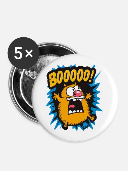 Lustiger Boo Hamster - Buttons groß 56 mm (5er Pack) - Weiß
