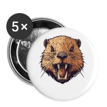 Wilder Biber - Buttons groß 56 mm (5er Pack) - Weiß - Vorne