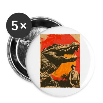 Retro Dinosaur Crocodile Adventure - Buttons large 2.2''/56 mm (5-pack) - white - Front