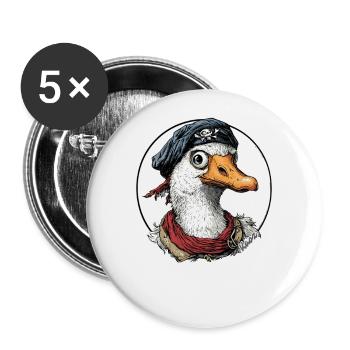 Fun Adventure: Pirate Goose - Buttons large 2.2''/56 mm (5-pack) - white - Front