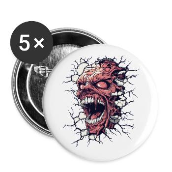 Monster Breaks Through the Wall – Horror Design - Buttons large 2.2''/56 mm (5-pack) - white - Front