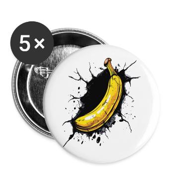 Banane bricht durch Wand - Buttons groß 56 mm (5er Pack) - Weiß - Vorne