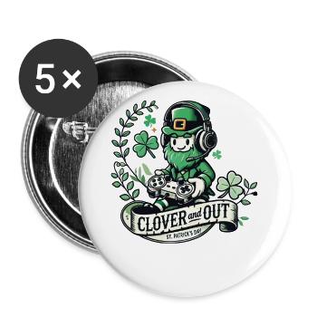 trèfle et out St. Patrick’s Day Gaming - Lot de 5 grands badges (56 mm) - blanc - Devant