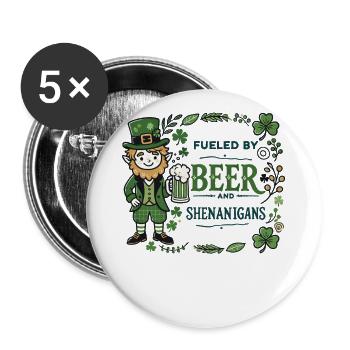 Ambiance de la Saint-Patrick : bière et manigances - Lot de 5 grands badges (56 mm) - blanc - Devant