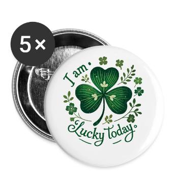 Je suis heureux aujourd’hui Shamrock St. Patrick’s - Lot de 5 grands badges (56 mm) - blanc - Devant