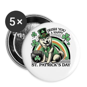 Joyeux chien de la Saint-Patrick - Lot de 5 grands badges (56 mm) - blanc - Devant