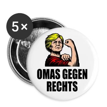 Omas gegen rechts - Buttons groß 56 mm (5er Pack) - Weiß - Vorne