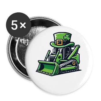 Excavatrice pour la Saint-Patrick pour les enfants - Lot de 5 grands badges (56 mm) - blanc - Devant
