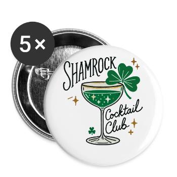 Shamrock Cocktail Club pour la Saint-Patrick - Lot de 5 grands badges (56 mm) - blanc - Devant