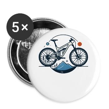 Vélo de montagne Vélo d’aventure Graphique - Lot de 5 grands badges (56 mm) - blanc - Devant
