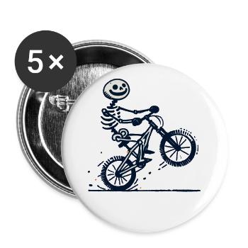 Funny Bicycle Skeleton Biker for - Buttons large 2.2''/56 mm (5-pack) - white - Front