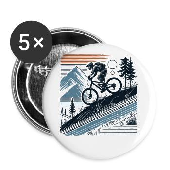 VTT Aventure Vélo Nature - Lot de 5 grands badges (56 mm) - blanc - Devant