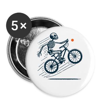 Retro Bicycle Skeleton Mountain Bike Adventure - Buttons large 2.2''/56 mm (5-pack) - white - Front