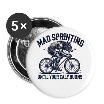 Mad Sprint Vélo Wolf Design - Lot de 5 grands badges (56 mm) - blanc - Devant