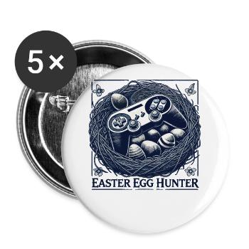 Gaming Easter Egg Hunter Retro Video Game - Buttons large 2.2''/56 mm (5-pack) - white - Front