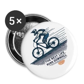 Vélo Descente Aventure Style Rétro - Lot de 5 grands badges (56 mm) - blanc - Devant