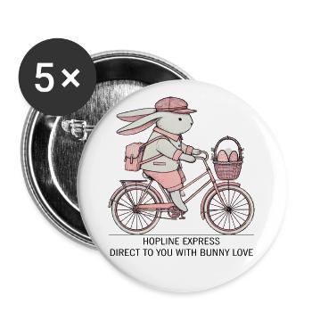 Easter Bunny Love Retro Aesthetics Hopline Express - Buttons large 2.2''/56 mm (5-pack) - white - Front