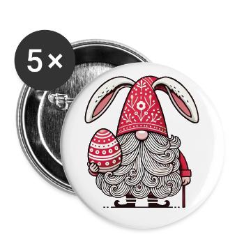 Ostern Gnom Mit Ei Und Hasenohren - Buttons groß 56 mm (5er Pack) - Weiß - Vorne