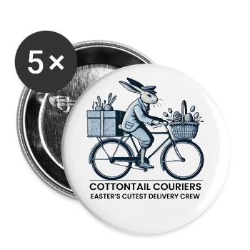 Courriers à queue de coton de Pâques Style rétro vintage - Lot de 5 grands badges (56 mm) - blanc - Devant