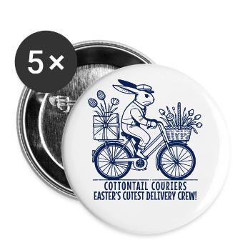 Courrier de Pâques Bunny Retro Delivery Crew - Lot de 5 grands badges (56 mm) - blanc - Devant