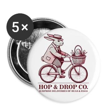 Ostern Retro Hase Fahrrad Ästhetik Eier - Buttons groß 56 mm (5er Pack) - Weiß - Vorne