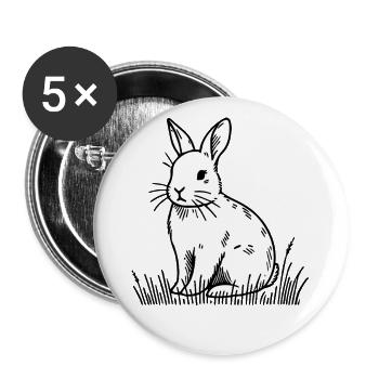 Ostern Retro Hase Vintage Cottagecore Stil - Buttons groß 56 mm (5er Pack) - Weiß - Vorne