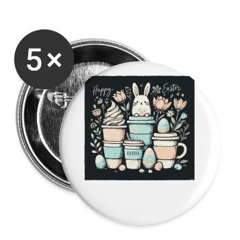 Easter Coffee Mugs Coffee Lover Coffee Design - Buttons large 2.2''/56 mm (5-pack) - white - Front
