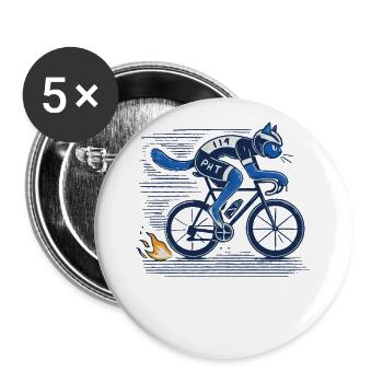 Vélo de route : un chat design pour les amateurs de cyclisme sportif - Lot de 5 grands badges (56 mm) - blanc - Devant