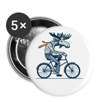 Retro Cyclist Moose Motif for Real Cycling Fans - Buttons large 2.2''/56 mm (5-pack) - white - Front