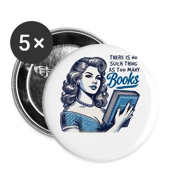 Retro book girl design for frequent readers with aesthetics - Buttons large 2.2''/56 mm (5-pack) - white - Front