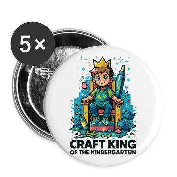 Craft King Of The Kindergarten Künstler Spruch - Buttons groß 56 mm (5er Pack) - Weiß - Vorne