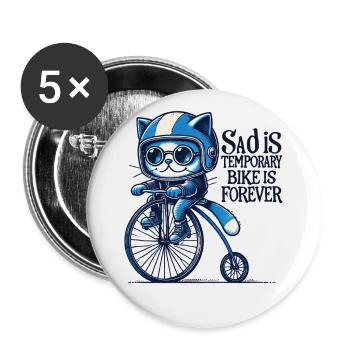 Cats Bicycle Design with Saying for Cyclists - Buttons large 2.2''/56 mm (5-pack) - white - Front