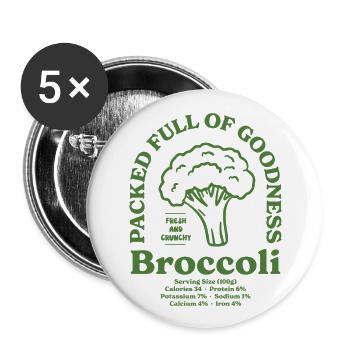 Broccoli Nutritional - Buttons large 2.2''/56 mm (5-pack) - white - Front