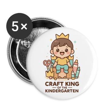 Artisanat Roi De L’artisanat De La Maternelle - Lot de 5 grands badges (56 mm) - blanc - Devant