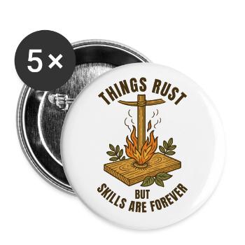 Things Rust Skills Forever Prepper Survival - Buttons large 2.2''/56 mm (5-pack) - white - Front