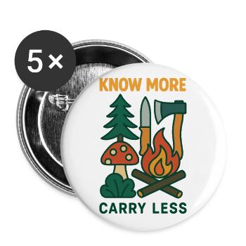 More knowledge less carry survival techniques - Buttons large 2.2''/56 mm (5-pack) - white - Front