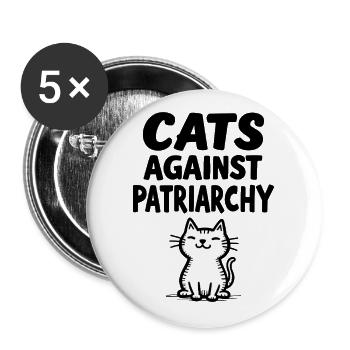 Cats Against Patriarchy Statement - Buttons large 2.2''/56 mm (5-pack) - white - Front