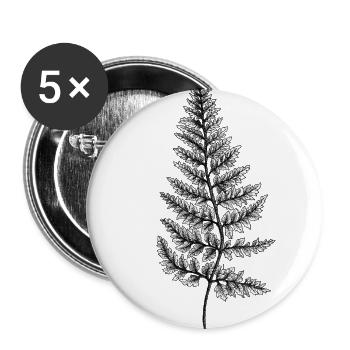 Florale vintage Illustration » Silberrückenfarn« - Buttons groß 56 mm (5er Pack) - Weiß - Vorne