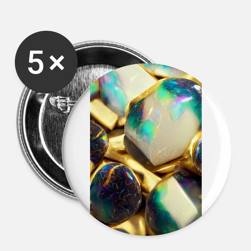 Opalenz - Buttons groß 56 mm (5er Pack) - Weiß