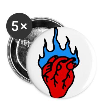 Herz - Buttons groß 56 mm (5er Pack) - Weiß - Vorne