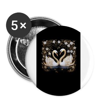Cygnes élégants - Lot de 5 grands badges (56 mm) - blanc - Devant