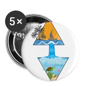 Summer motif with waterfall and palm tree in triangles - Buttons large 2.2''/56 mm (5-pack) - white - Front