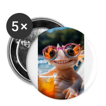 Ambiance de la plage d’Axolotl - Lot de 5 grands badges (56 mm) - blanc - Devant