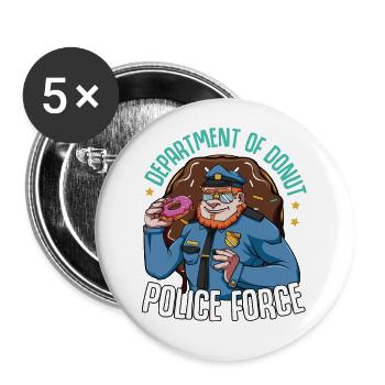 Donuts Police Policeman Frosting Candy Gift - Buttons large 2.2''/56 mm (5-pack) - white - Front