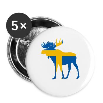 Schweden Elch Flagge - Buttons groß 56 mm (5er Pack) - Weiß - Vorne
